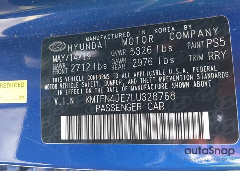 2020 Genesis G80 3.8 Rwd from USA, damaged, VIN KMTFN4JE7LU328768